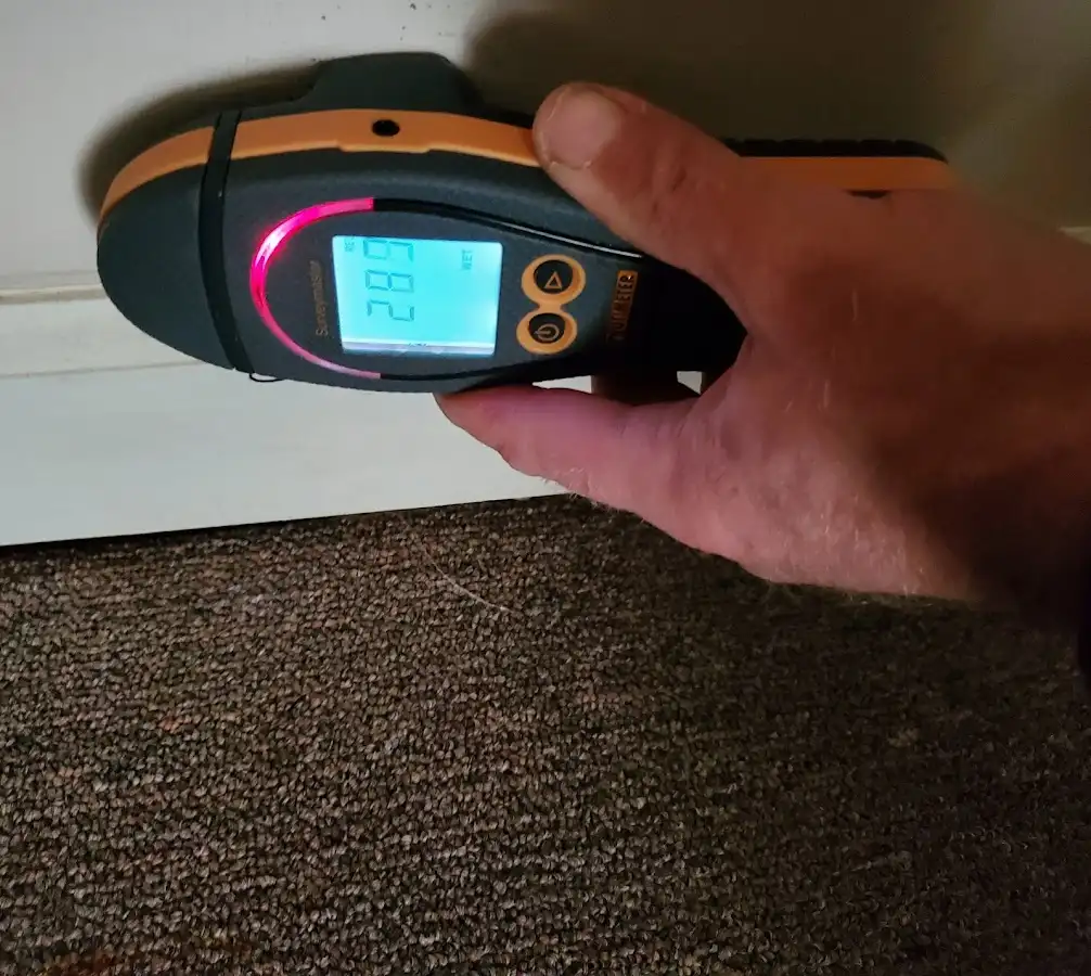 Moisture detection at baseboard during Burst Pipe Cleanup in James Island